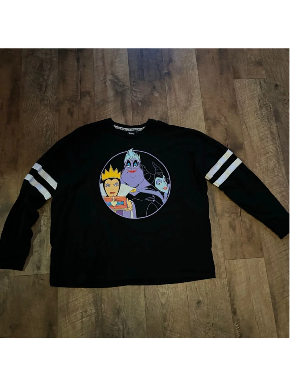 Women's Disney Bad Witches Club Long Sleeve Tee 2X Black White Summer